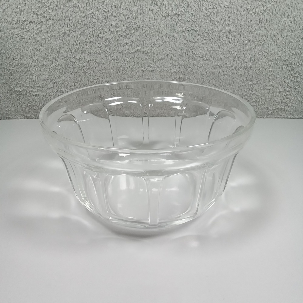 Vereco France Clear Tempered Glass Paneled Mixing Serving Bowl Vintage 9 Inch